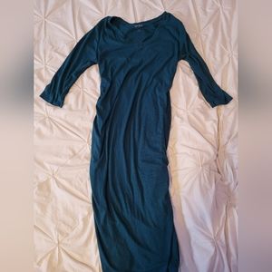 Isabel Maternity 3/4 Length Sleeve Ribbed Dress Blue Size Small